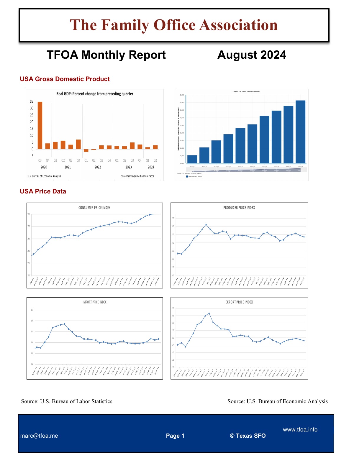 TFOA Economic Update August 2024 — first page