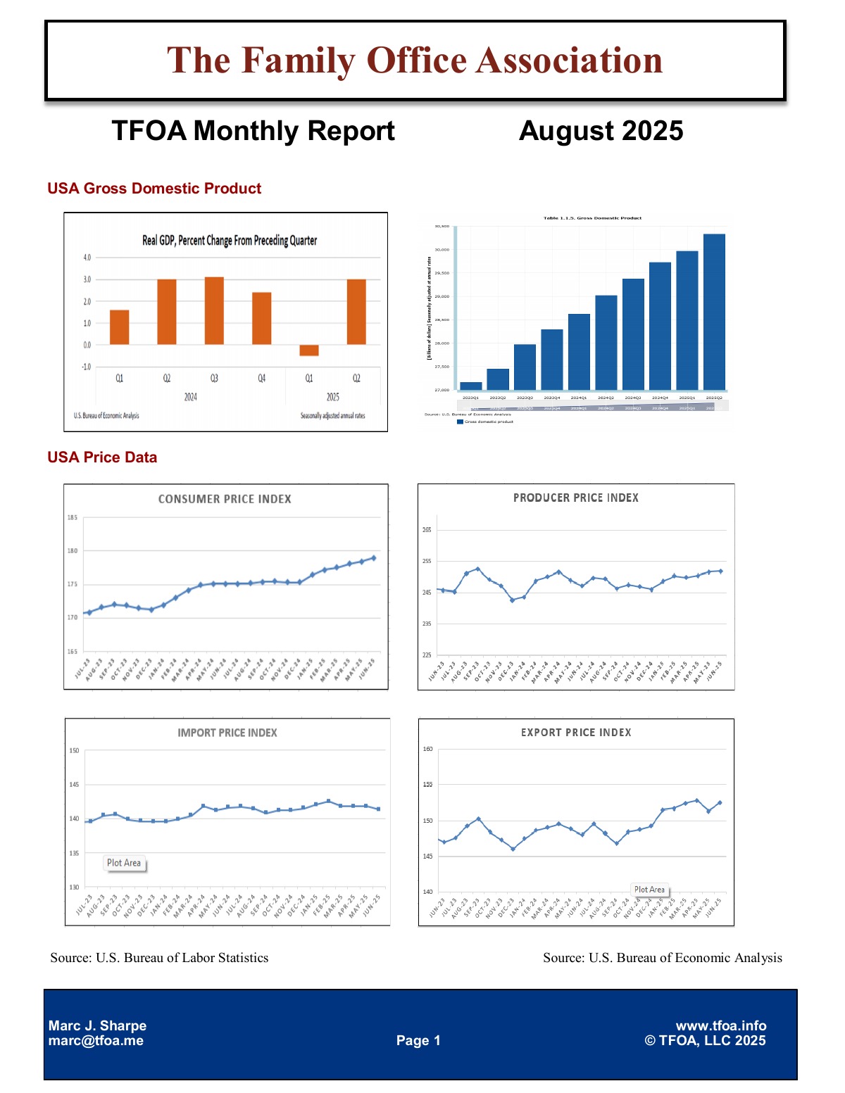 TFOA Economic Update August 2025 — first page