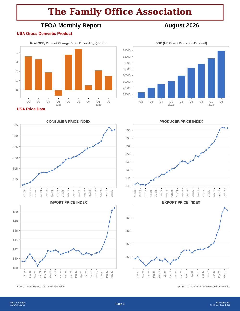 TFOA Economic Update August 2026 — first page