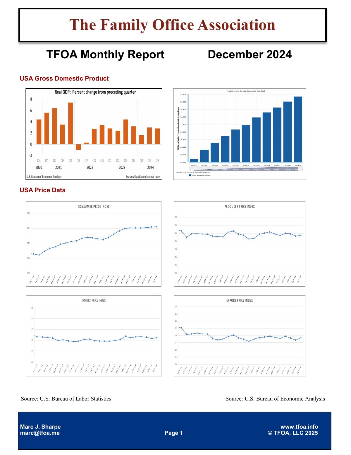 TFOA Economic Update December 2024 — first page