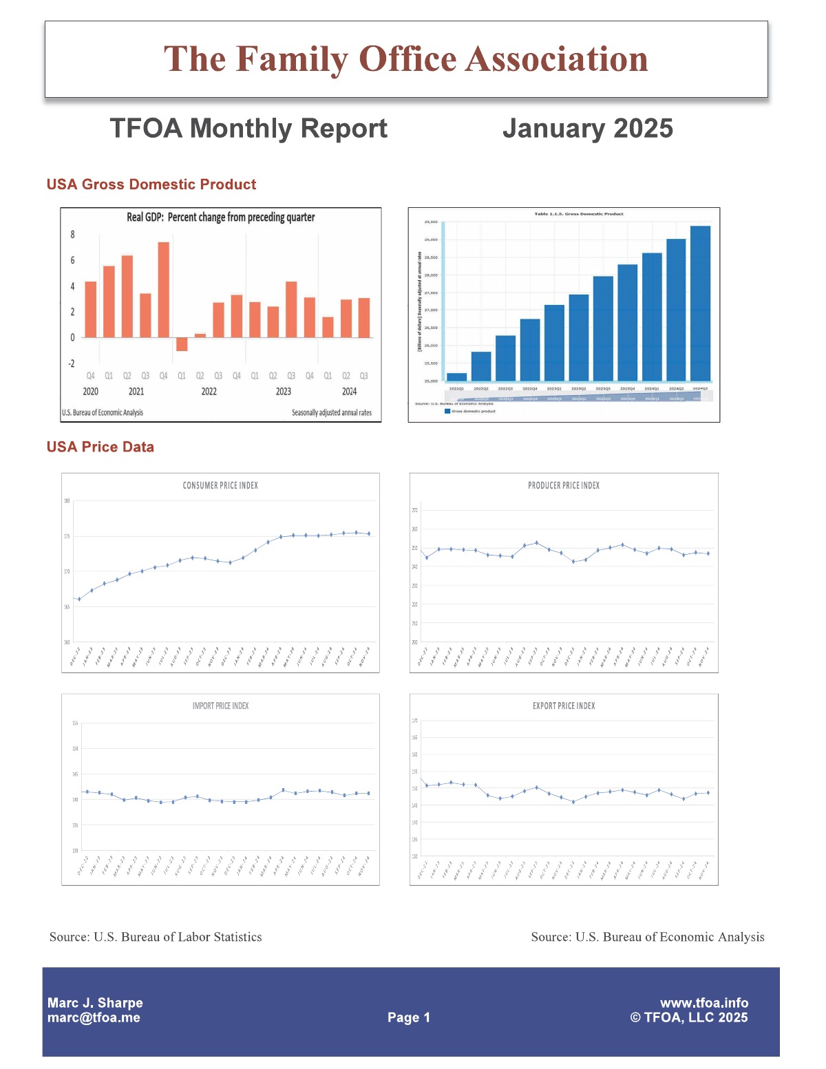TFOA Economic Update January 2025 — first page