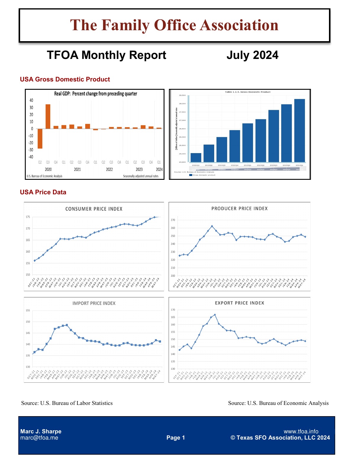 TFOA Economic Update July 2024 — first page