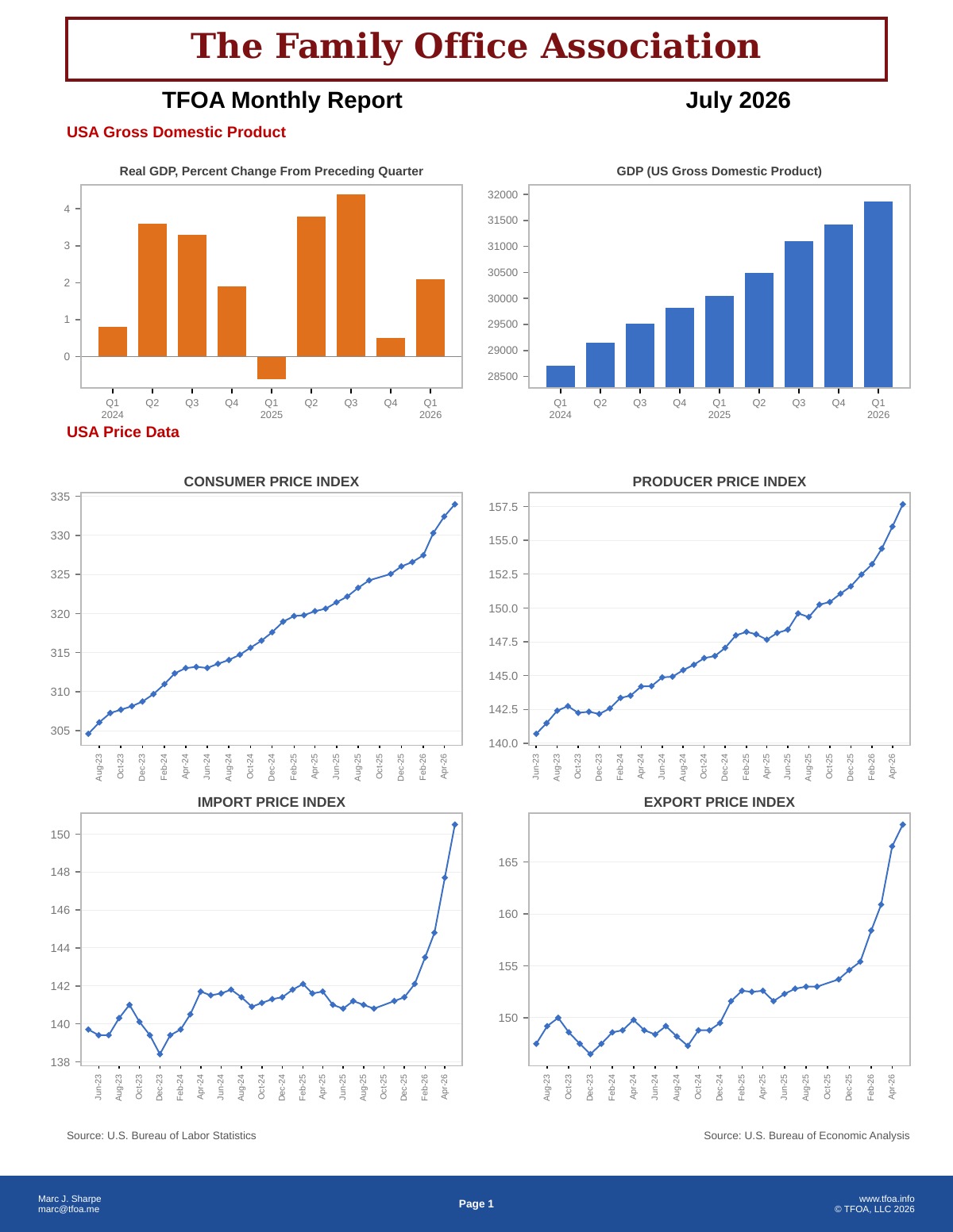 TFOA Economic Update July 2026 — first page