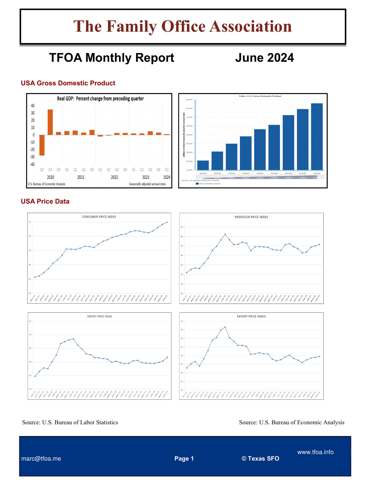 TFOA Economic Update June 2024 — first page