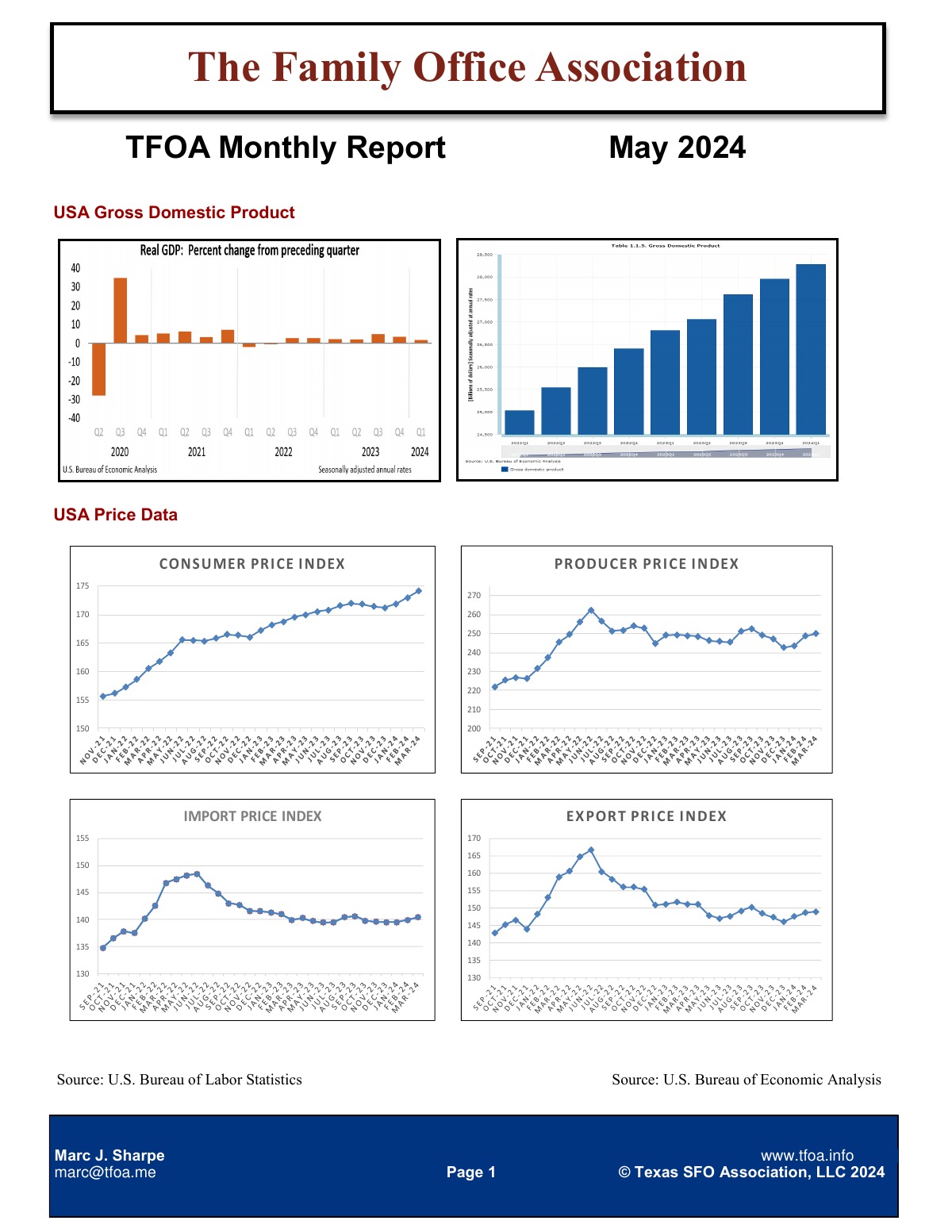 TFOA Economic Update May 2024 — first page