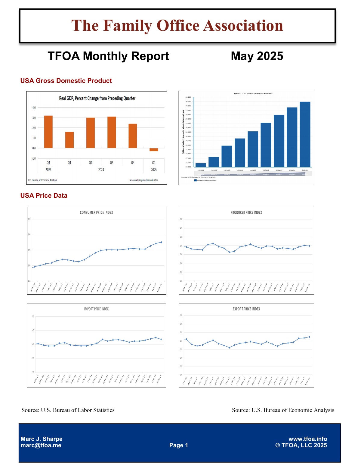 TFOA Economic Update May 2025 — first page
