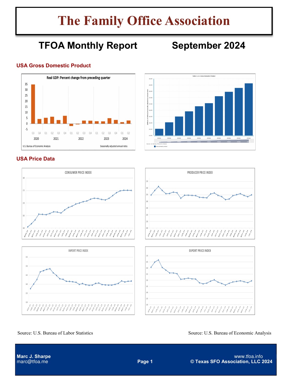 TFOA Economic Update September 2024 — first page