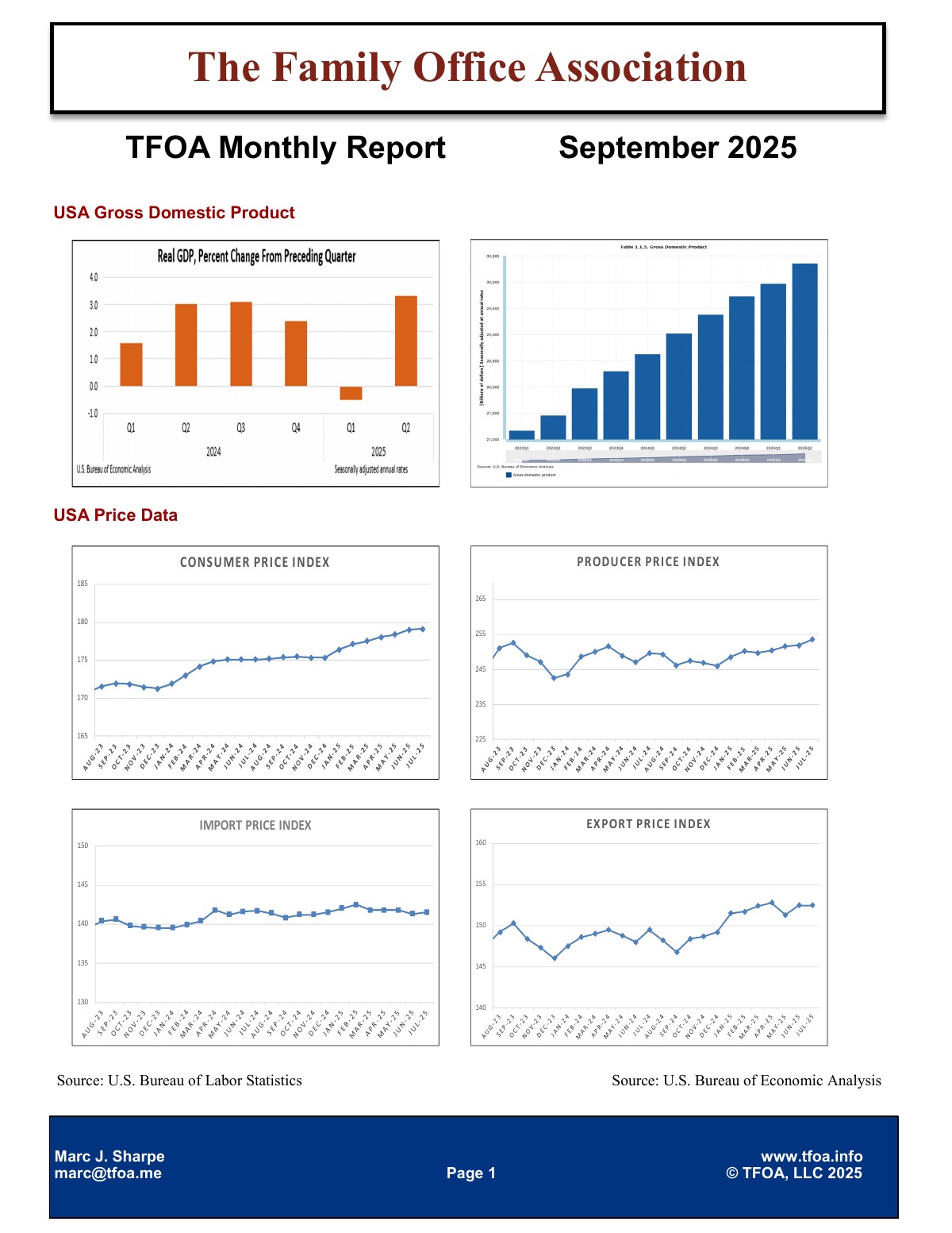 TFOA Economic Update September 2025 — first page