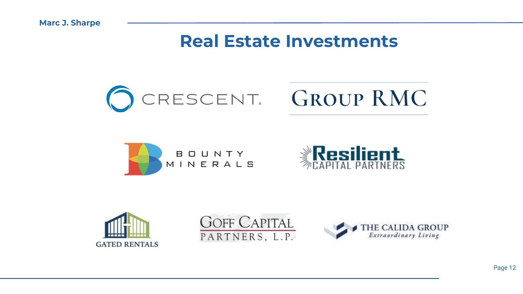 Marc J. Sharpe — Real Estate Investments