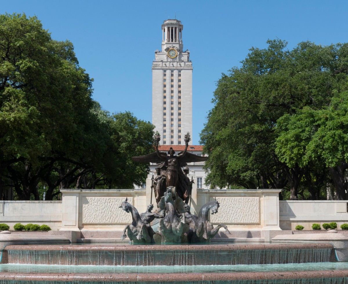 Littlefield Fountain and the University of Texas Tower, Austin
