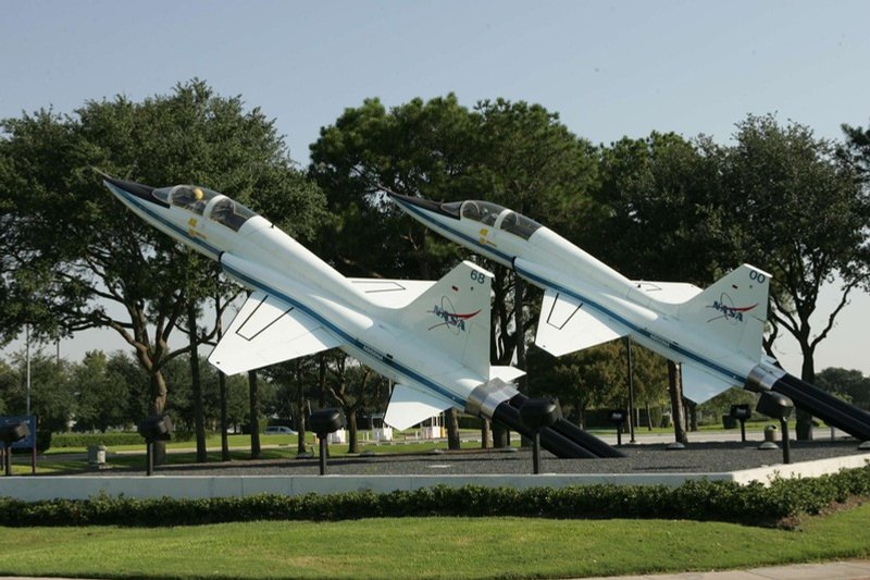 T-38 jets on display at Space Center Houston